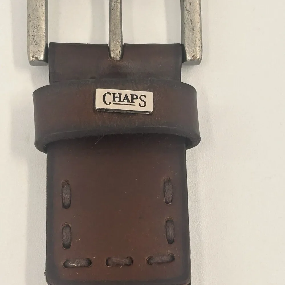 Chaps Mens Belt Genuine Leather Brown 34-36 Casual Jean Belt NWT Heavy Duty Work